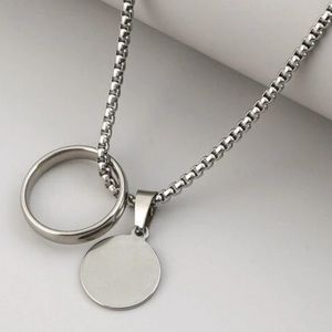 Men’s Stainless Steel Tag & Ring charm necklace